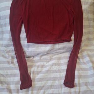 Women's Burgundy Mini Skirt - Stretch Mesh Panel